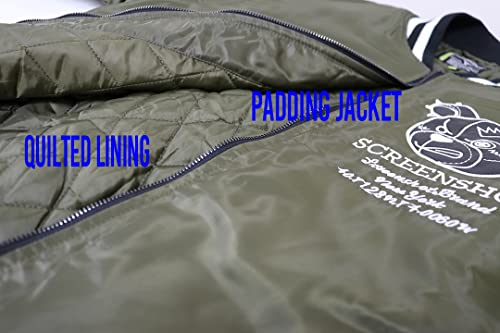 SCREENSHOT Hip-Hop Urban NYC Fashion Padded Bomber Jacket - Quilted Linning Outdoor Streetwear Graffiti Patch Zip Up Top2