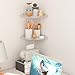 Sezanrpt 9.5x9.5 Inch Acrylic Corner Floating Shelf Set of 2, Clear Corner Wall Shelf for Home Décor, Speakers, Security Cameras, Toileries, Plants, Figures, Cosmetics, Books
