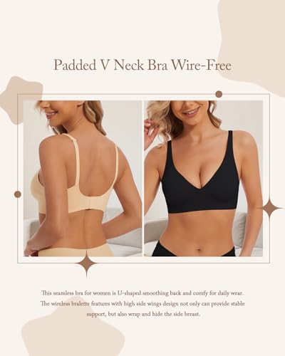 Image of Deep V Bra Wireless Sexy Push Up Bralette Padded Seamless Jelly Bra