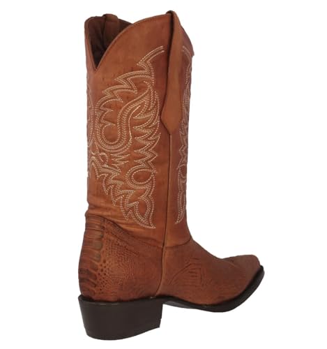 Texas Legacy Mens Cognac Western Leather Cowboy Boots Ostrich Leg Print J Toe3
