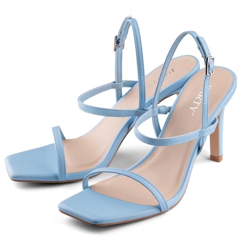 Image of Women's Strappy High Heeled Sandals Open Toe Ankle Strap heels Comfy Weddings Shoes