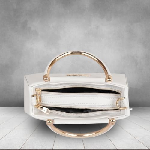 Image of TCRAZY Women's PU Leather Crossbody Sling Bag | Twin Compartments, Zip Closure & Gold Accent Handle