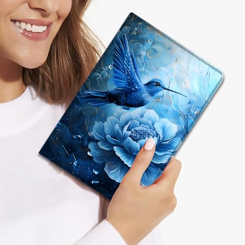 Case for Samsung Galaxy Tab A11 / Tab A9 8.7-Inch 2025/2023, Ultra-Thin Multi-Angle Protective Cover, with Auto Sleep/Wake, Blue Hummingbird Flower by ZHUHEHEAH - Used condition - Image 4