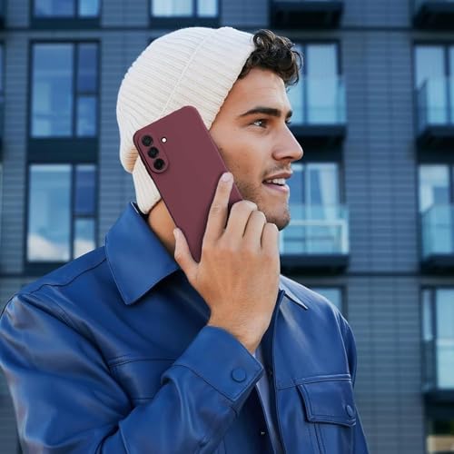 Image of DIZORO Microfiber Candy Case for Samsung A26 5G Smooth Touch Cushion Liquid Soft Silicone Gel Rubber Phone Cases Non-Slip Full Body Protective Shockproof Back Cover (Wine)