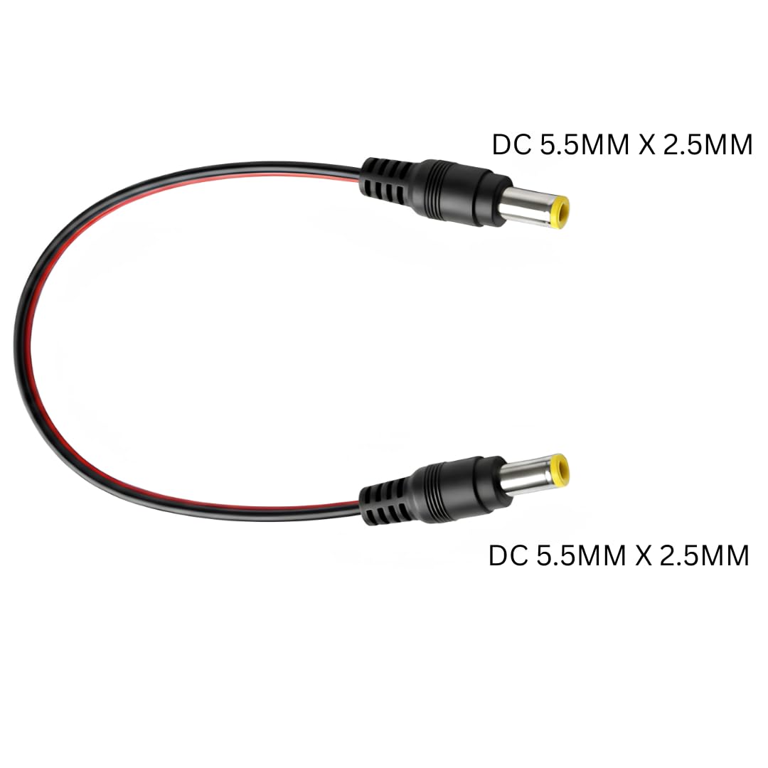 WIRESLAB 5 pcs DC Power Plug 5.5mm x 2.5mm Male Plug to 5.5mm x 2.5mm Male Adapter Connector Cable Cord 60cm 18AWG for LED Strip, Surveillance Camera,CCTV Security Camera,LED Display,IP DVR,Router — Amazon image 6