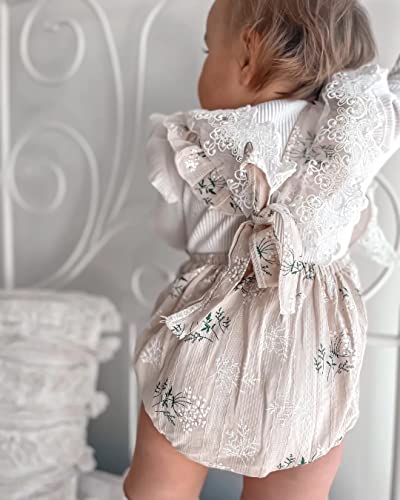 Newborn Baby Girls Lace Ruffle Sleeveless Romper Bodysuit Floral One-piece Jumpsuit Outfit3