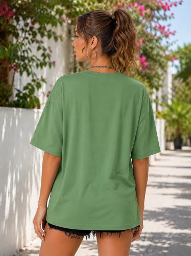 Image of London Hills Oversized Tshirt for Woman | t Shirt for Woman Oversized Fit Printed Round Neck | Tops for Woman's | Women t Shirt Loose Fit Drop Shoulder | t Shirts for Women | Western Tops