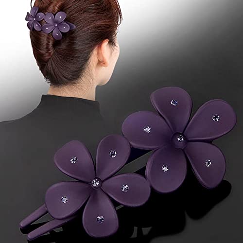 Ypkia Flower Hair Clip, Large Hair Clips, Women's Hair Clip with Crystal Flower, Matt, Duckbill Shape - Image 2
