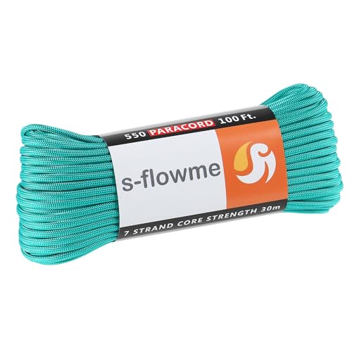 スフローム(s-flowme) パラコード 7芯 4mm x 30m 耐荷重 250kg クラフト パラコード アクセサリー アウトドア キャンプ テント タープ 用固定用紐 ガイロープ ロープ A21 アクアマリン