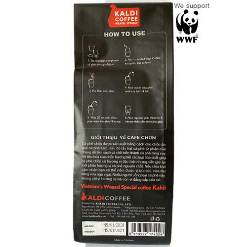 Miniatura 2 de Weasel Coffee Wild Civet Weasel Special Kaldi Café, molido, orgánico, 100% arábica, 1 bolsa de 7.1 onzas, paquete de 4 (1 paquete de 1.76 onzas)