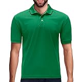 Premium Wear Men's Polo T-Shirts, High Moisture Wicking Dry Fit Performance Athletic Short-Sleeved Polo T-Shirts with Collar for Golf, Tennis, Work, Daily, Casual Kelly Green