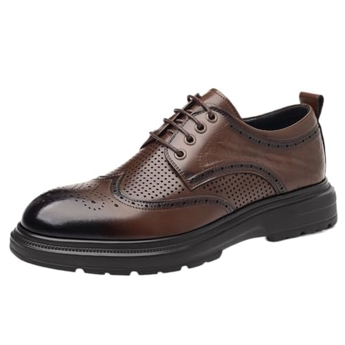Men's Summer Brogue Hollow Out Thick Sole Breathable Anti Odor Business Dress Leather Shoes