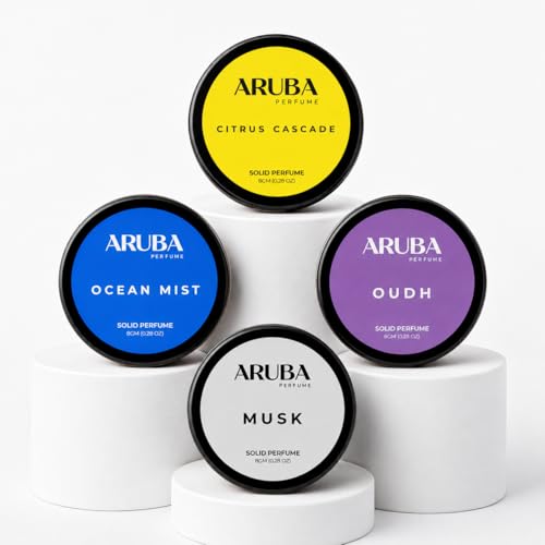 Image of Set of 4 Alcohol Free. Citrus Cascade | Ocean mist | Oudh | Musk Solid Perfumes | Wax Perfumes for Men & Women | Cologne | Strong & Lasting Fragrance | Gifting Pack for Him & Her