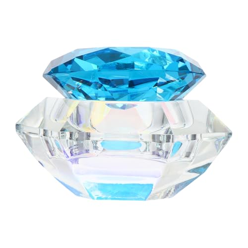 Vaso de cristal octagonal para manicura con tapa azul miniatura 1