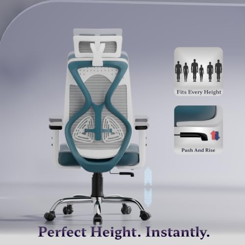 Furnivo Titan Ergonomic Office Chair, White Blue - Image 6