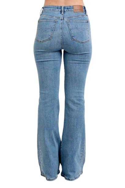 Judy Blue High Waist Western Embroidery Detail Flare Jeans 886063