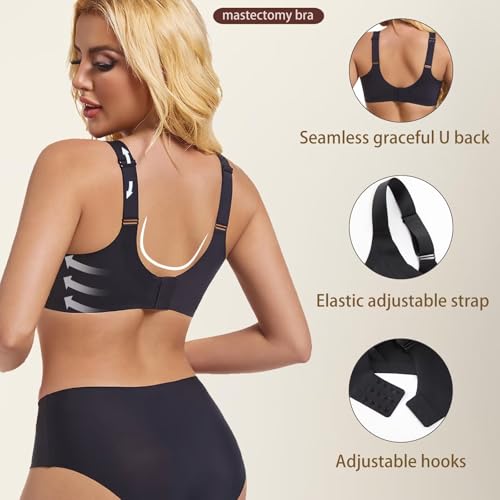 Seamless Mastectomy Bra Post Surgery Pocket Bra for Breast Forms Breast Prosthesis Women's Daily Bra3