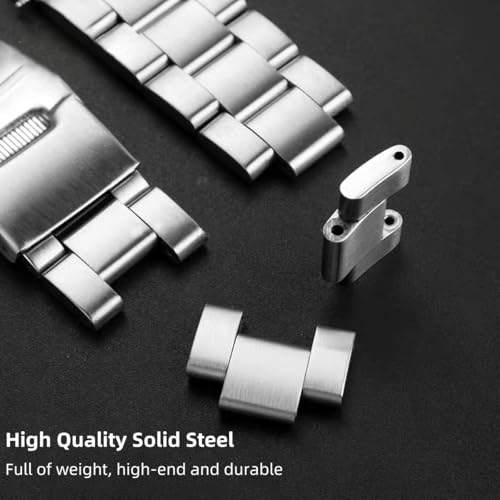 Danxancy Stainless Steel Watch Band Curved Ends Tapered 18mm 19mm 20mm 21mm 22mm 24mmFlexible Metal Watch Strap Smartwatch Bracelet Deployment Double FlipLock Buckle Silver Black Gold by Danxancy - Used condition - Image 4