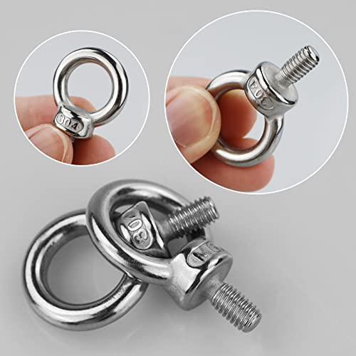 M6 Lifting Eye Bolt 10Pcs, 304 Stainless Steel Eye Bolts, Hardware Eye Nut - Image 3