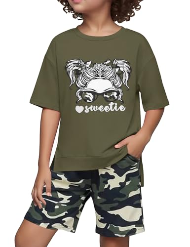 Image of Girls Clothes Short Sleeve Tie Dye Top Shorts and Pants 2PCS Girls Summer Outfits Size 6-16