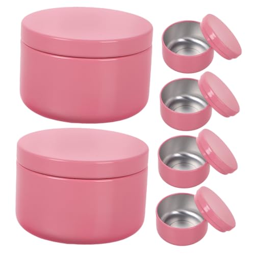 VALICLUD 6 Latas De Aromaterapia Vacías Portavelas Latas para Guardar Velas Frascos para Velas Recipientes para Velas Frascos Vacíos con Tapa Lata De Té Aluminio Rosa