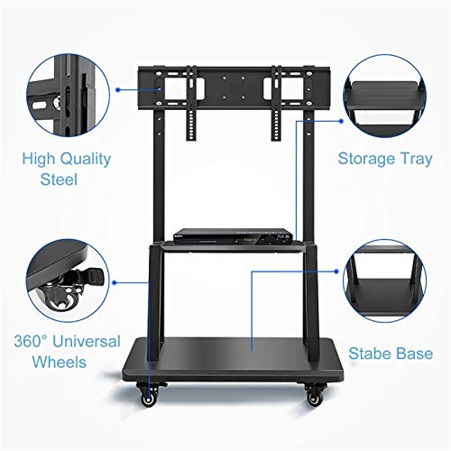 Soporte móvil ajustable para TV 32-65 pulgadas negro con ruedas miniatura 4