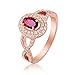 KnBoB Bague Pierre Naturelle, Bague Entrelacé Or Rose 750 1ct Rubis Rouge Taille 52.5