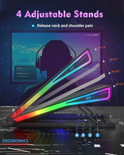 AICHESON Laptop Cooling Pad, 15 Powerful Cooling Fans, Gaming Laptop Cooler with RGB Lights for 15-17.3 inch PC Computers - Image 4