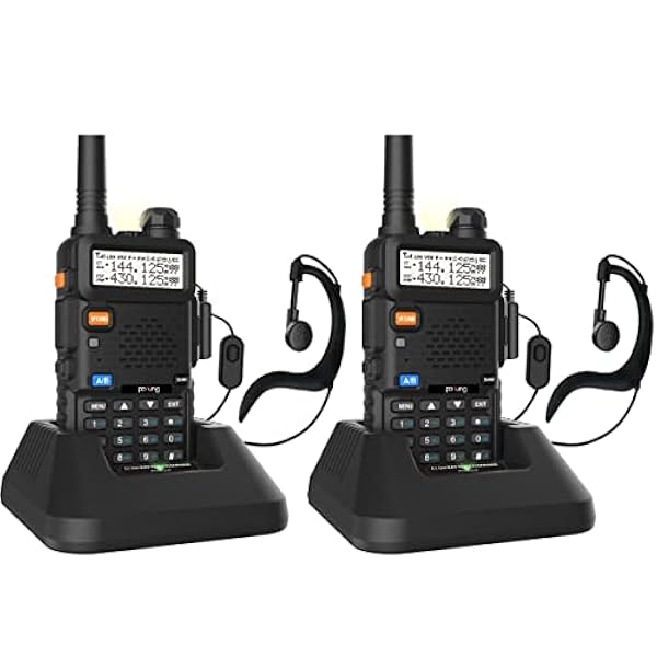 BF5RUV Walkie Talkie 2Pcs Dual Band VHF/UHF 144-146/430-440MHz Radio Bidirezionale a Lungo Raggio per Adulti con 128 Canali, Luce LED, Caricatore USB