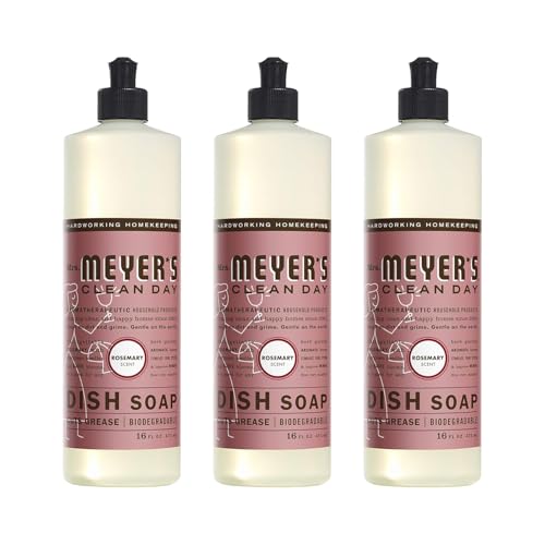 Image of Mrs. Meyer's Clean Day Liquid Dish Soap, Rosemary, 16 Ounce Bottles, 3pk