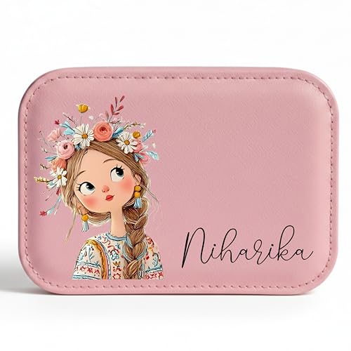 P Arts Personalised Jewellery Organizer Box for Girls - Custom Na...