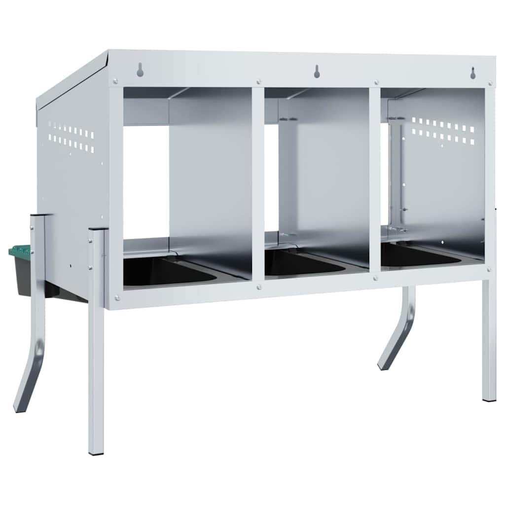 Nido per polli, 4 scomparti, con gambe in acciaio zincato, 110 x 50 x 68 cm, resistente alle intemperie, con regolazione flessibile dell'altezza delle gambe, per interni ed esterni, comoda