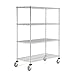 Nexel C2448PZB Wire Shelf Stem Caster Trucks with Brakes and 5" Polyurethane Wheel, 48" Length x 24" Width x 63" Height, Poly-Z-Brite Finish, Clear Epoxy