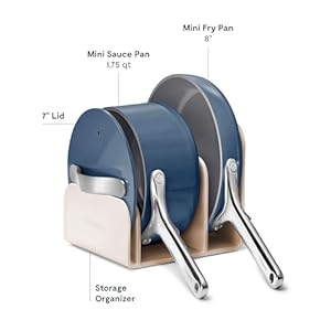 Caraway Mini Cookware Set - Non-Stick Ceramic Fry Pan (1.05 qt, 8") Sauce Pan (1.75 qt) & Storage Rack - Non Toxic, PTFE & PFOA Free - Oven Safe & Stovetop Agnostic (Gas, Electric & Induction) - Navy Caraway Mini Cookware Set Non Stick Ceramic Fry Pan 105 qt 8 Sauce Pan 175 qt Storage Rack Non Toxic PTFE PFOA Free Oven Safe Stovetop Agnostic Gas Electric Induction Navy