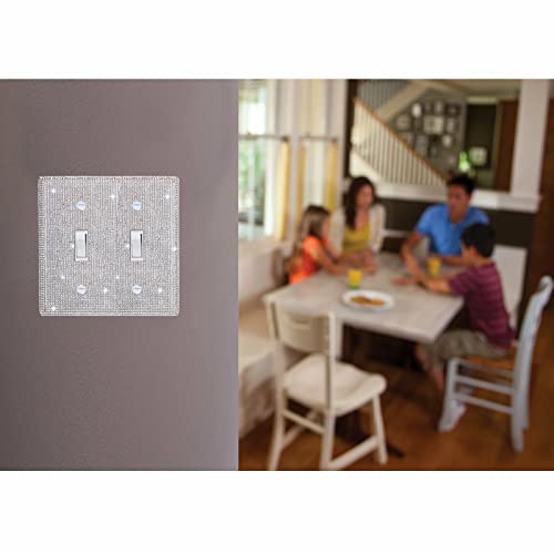 Cubiertas de interruptor de luz decorador en plata con diamantes doble gang 7
