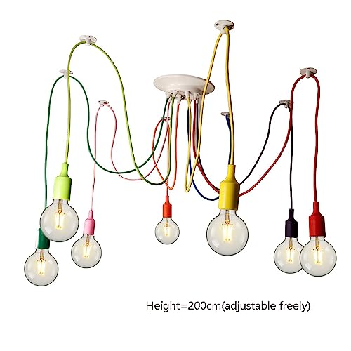Lámpara retro colgante de techo E27 multicolor DIY con 8 luces regulables 4