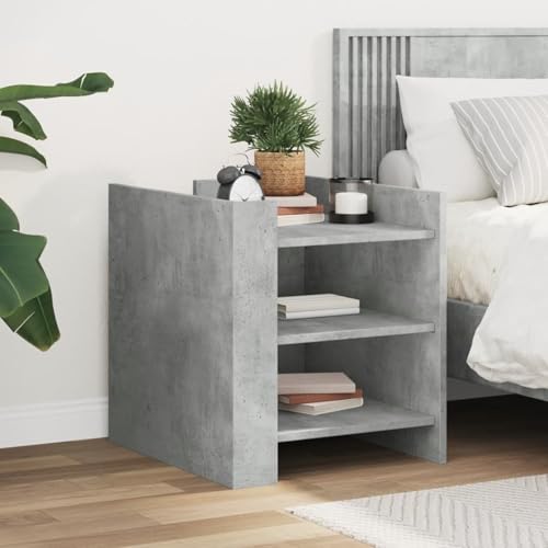 Xichuzi Mesita de Noche Madera de ingeniería Gris hormigón 45x50x50 cm, Mesillas De Noche Dormitorio, Mesa De Noche, Muebles Auxiliares, Mueble Habitacion, Muebles Dormitorio - 848293