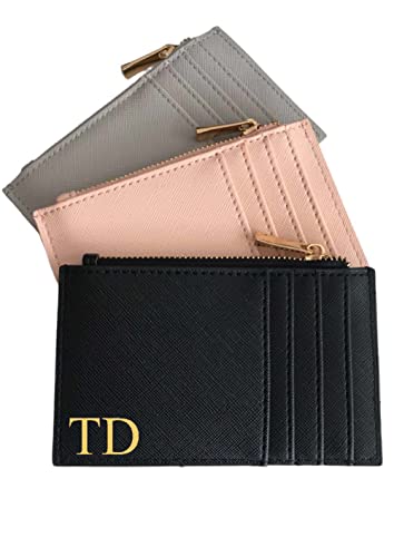 Image of TM THREADS Personalised Card Holder, Monogram Card Holder, Initial Card Holder, Personalised Coin Purse, Gift for Her, Unique Gift, Vegan Friendly