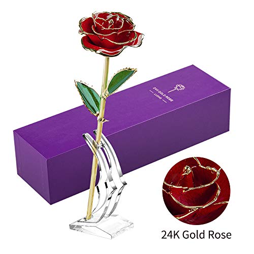 LUOHE 24k Gold Rose Galaxy Flower, Romantic Valentine's Day for Her Girlfriend Wife