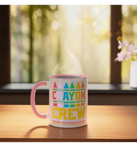 Crayon Crew Taza de Cerámica Rosa/Blanco 11 Onzas miniatura 3