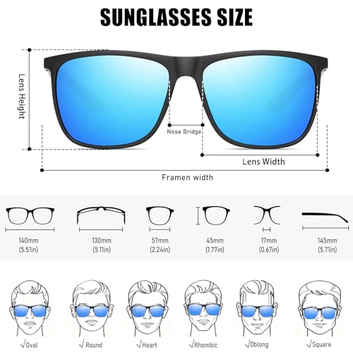 Image of HAOLOTA Polarized Sunglasses for Men Ultralight Carbon Fiber Temple,Square Sunglasses UV400 Protection for Driving /Golf