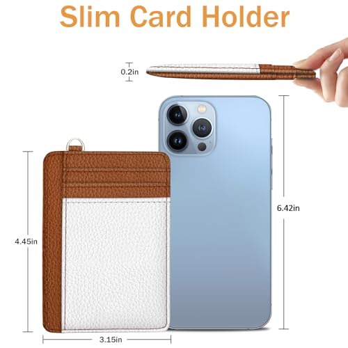 Image of Yonlevres Credit Card Holder Slim Wallet Women Minimalist RFID Small Travel | Front Pocket, Handy, RFID Blocking, Woman Girls Ladies Gifts, D-ring for Keychain,Thin Mini Card Case, ID Window, PU Leather