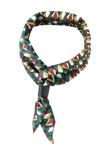 WANYING Pañuelo Hombre con Lazo de Cuero   Multifuncional Pañuelo de Cuello y Cabeza   Bandana Vintage Retro 60x60 cm   Triángulo de Colores