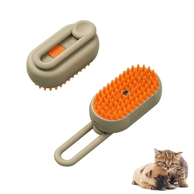 Steam Pet Brush, Steaming Cat Brush, 2025 New 3 in 1 Pet Steam Groomer Brushes, Lifweb-E-Comb,Massaging and Cleaning Hair Removal Multifunctional for Cats and Dogs.(Orange 1Pcs)-X8YMJ8TE