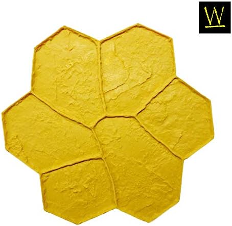 New Random Stone Concrete Stamp Single by Walttools | Decorative Stone Tile, Rotational Pattern, Sturdy Polyurethane Texturing Mat, Realistic Detail (Rigid/Yellow)
