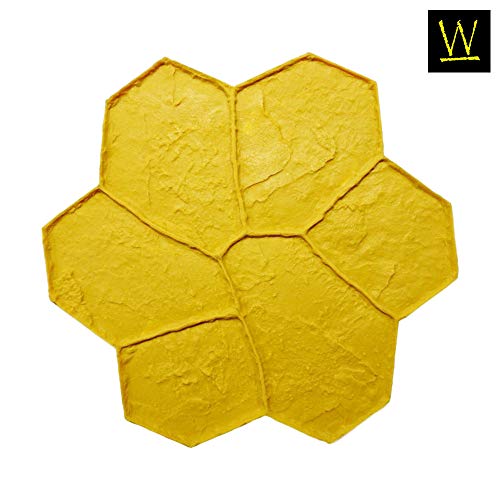 New Random Stone Concrete Stamp Single by Walttools | Decorative Stone Tile, Rotational Pattern, Sturdy Polyurethane Texturing Mat, Realistic Detail (Rigid/Yellow)