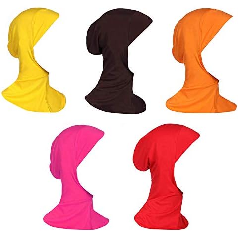 Vpang 5 Stück muslimische Mini-Hijab-Kappen für Damen, einfarbig Cover