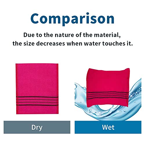 Exfoliating Bath Washcloth Red 10Pcs, Korean Asian Exfoliating Mitt, Shower Glove, Removing Dry Dead Skin Cells, Cleaning Pores, Reusable, K-Beauty Body Care Item #TOP5