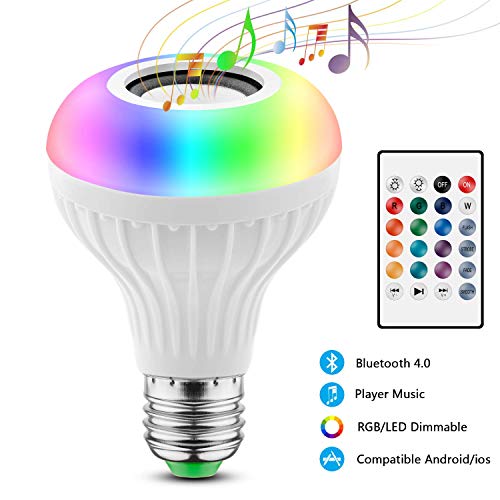 2 EN 1 Lampe Ampoule Bluetooth LED Couleurs E27 Enceinte Musique Hauts-parleurs RGB Lampe Couleur Intelligente Lumières Colorées Sans fils Lecture de musique Télécommande Ampoules Spéciales