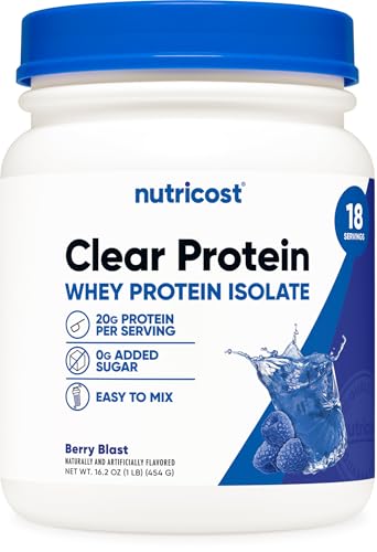 Nutricost Clear Whey Protein Isolate Powder (Berry Blast) 1 LB